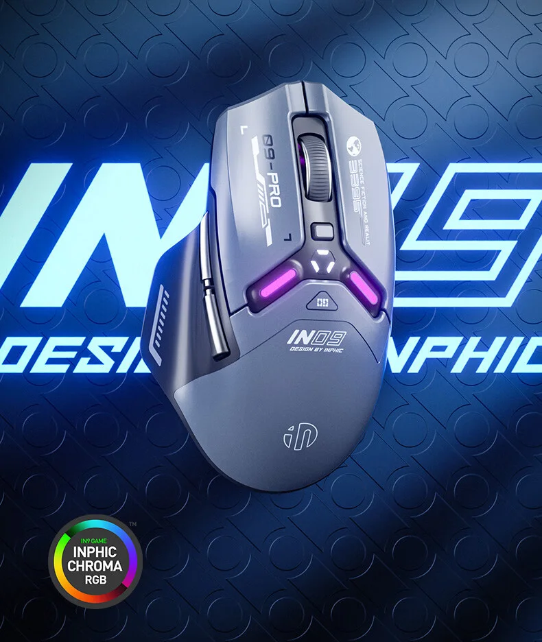Rato Gaming eSports INPHIC IN9 PRO - Sem Fios, 26000 DPI, RGB, Bluetooth e 2.4GHz Rato Gaming eSports INPHIC IN9 PRO - Sem Fios, 26000 DPI, RGB, Bluetooth e 2.4GHz